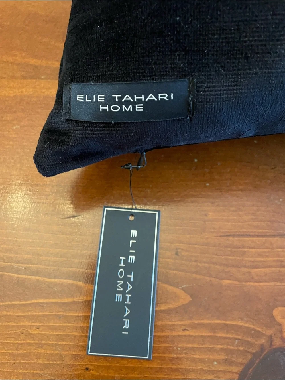 Elie Tahari Home Black Velvet Lumbar Throw Accent Pillow Decorative NWT